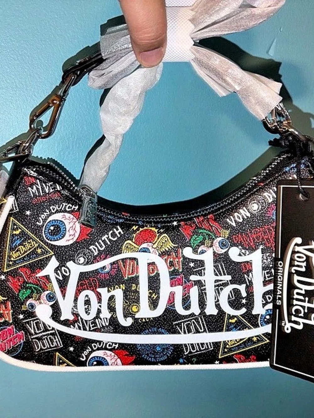 Von Dutch Black Jax Shoulder Bag Black & Multicolor